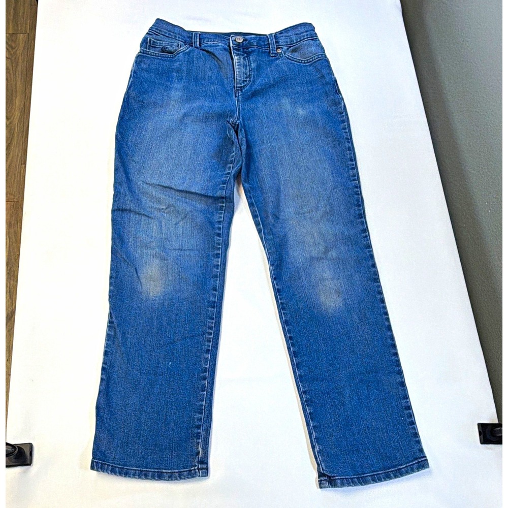 Gloria Vanderbilt Amanda Womens Straight Leg Jeans Blue Denim Mid Rise Size 10
